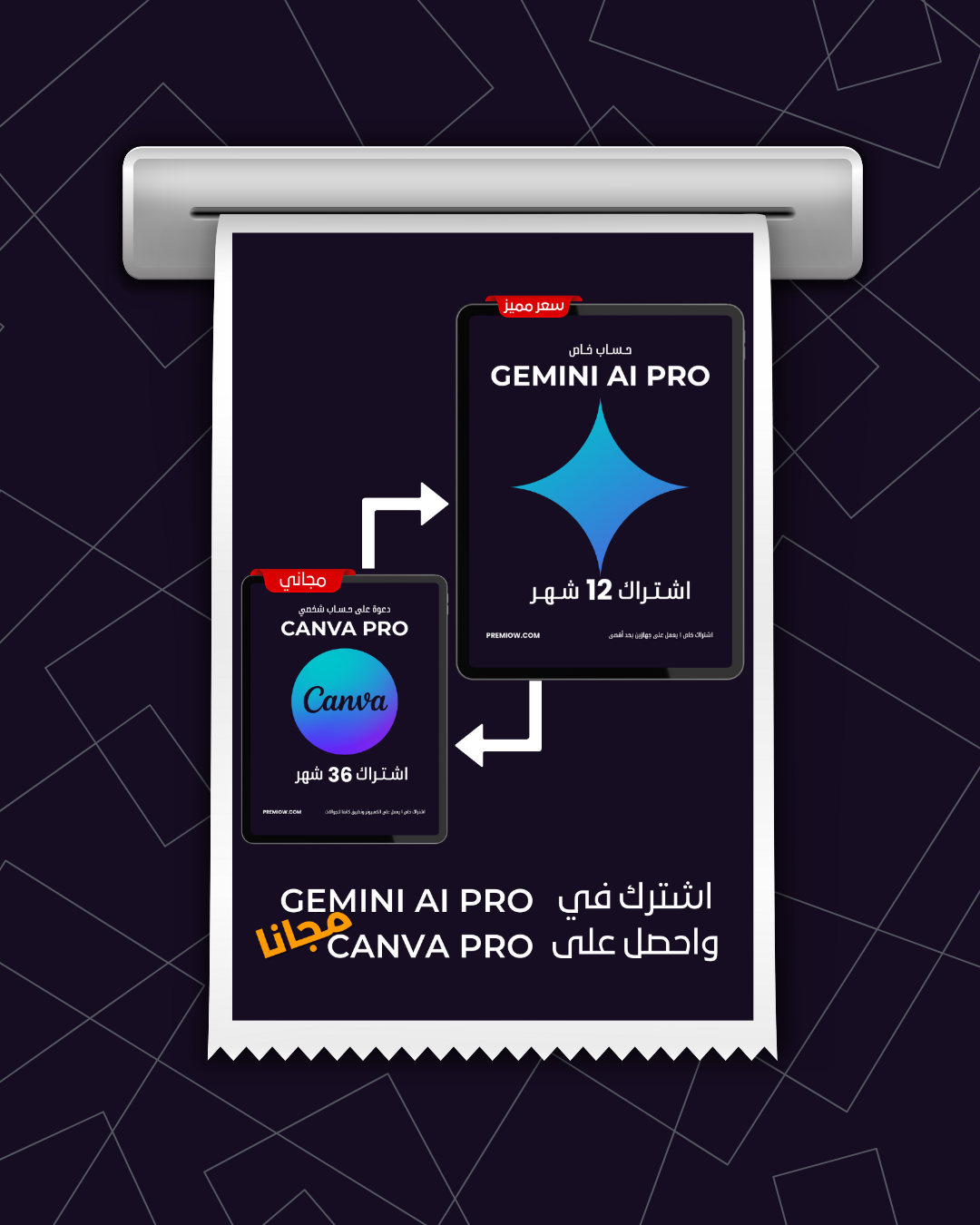 باقة الذكاء الاصطناعي والتصميم Gemini Pro + Canva Pro